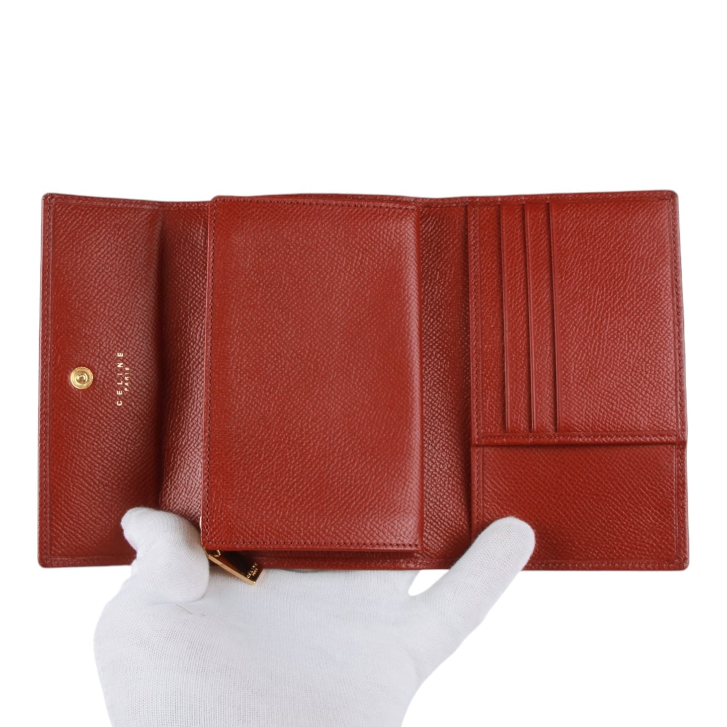 Authentic Celine Paris Red Leather Wallet
