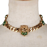 Authentic Gucci Lion Head Chain Choker Necklace In Gold