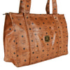 Authentic MCM Logos Pattern Shoulder Tote Bag Brown Germany