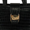 Authentic Salvatore Ferragamo black croc embossed two way bag