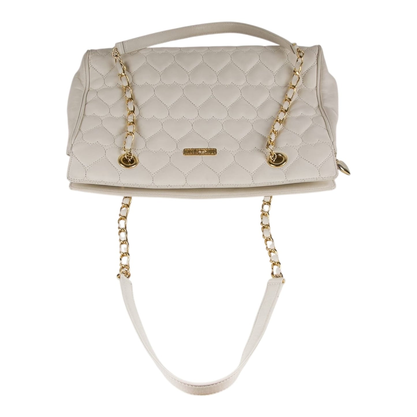 Vintage Moschino heart shape quilted calfskin Gold chain purse