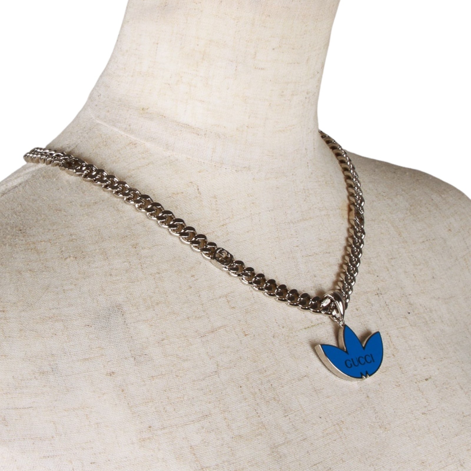 Adidas x Gucci gourmette necklace with Trefoil pendant in
