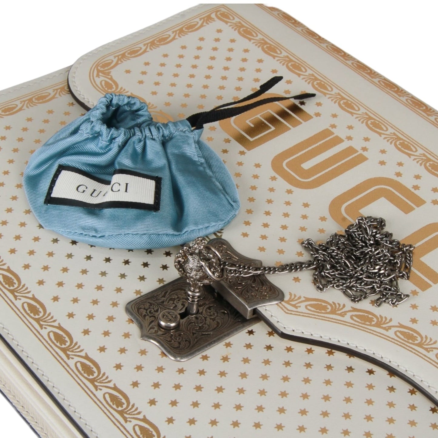 Authentic Gucci Key Lock Flap Portfolio Limited Edition Printed Leather