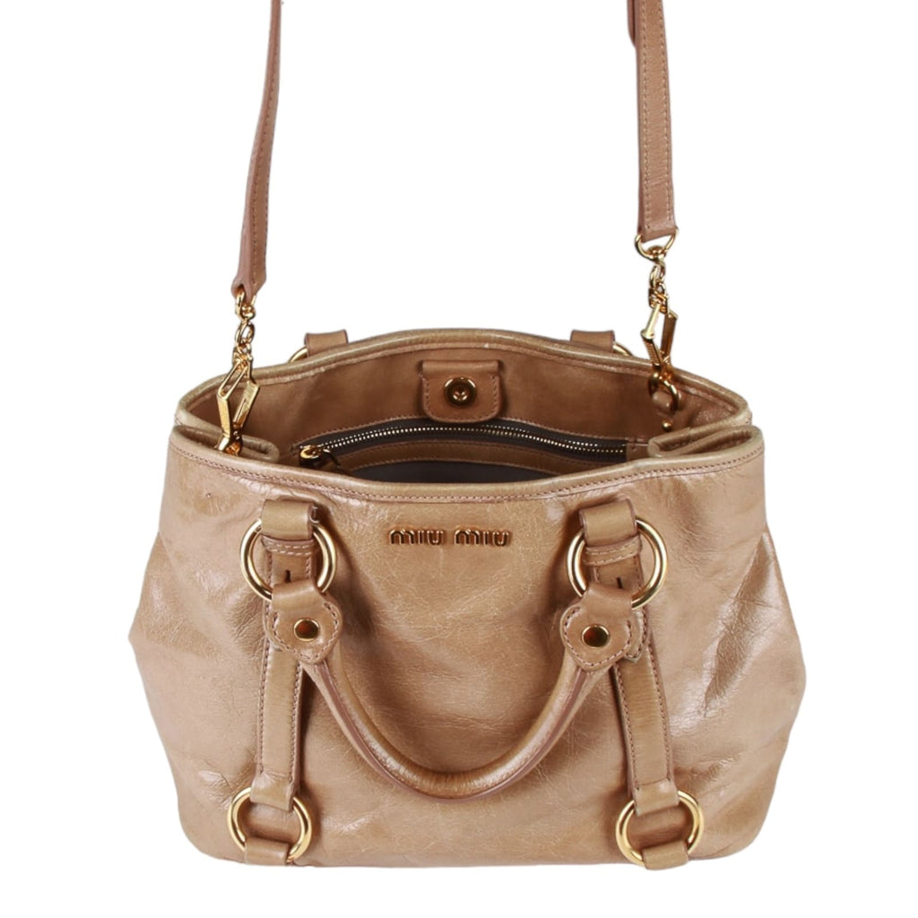 Authentic Miu Miu tan leather 2 way tote bag