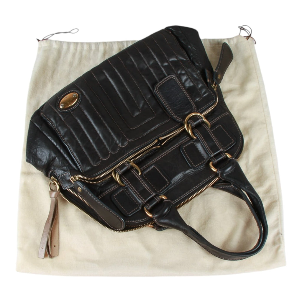 Authentic Chloe Classic Bay Bag Black Leather