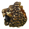 Authentic Gucci Lion Head Motif Crystal Ring In Gold & Black