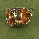 Authentic Gucci Lion Head Motif Crystal Ring In Gold & Black