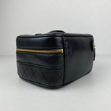 Authentic Black Quilted Lambskin CC Zipper pull Vanity Case