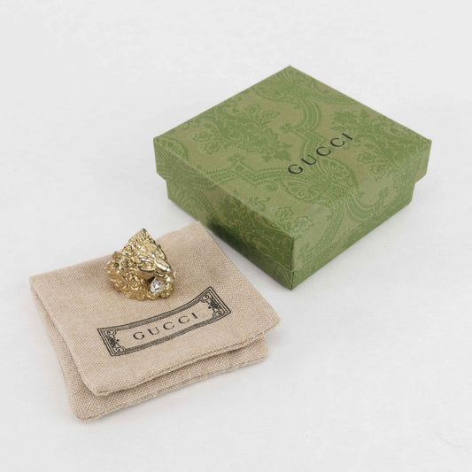 Gucci Lion Head Ring with Clear Crystal