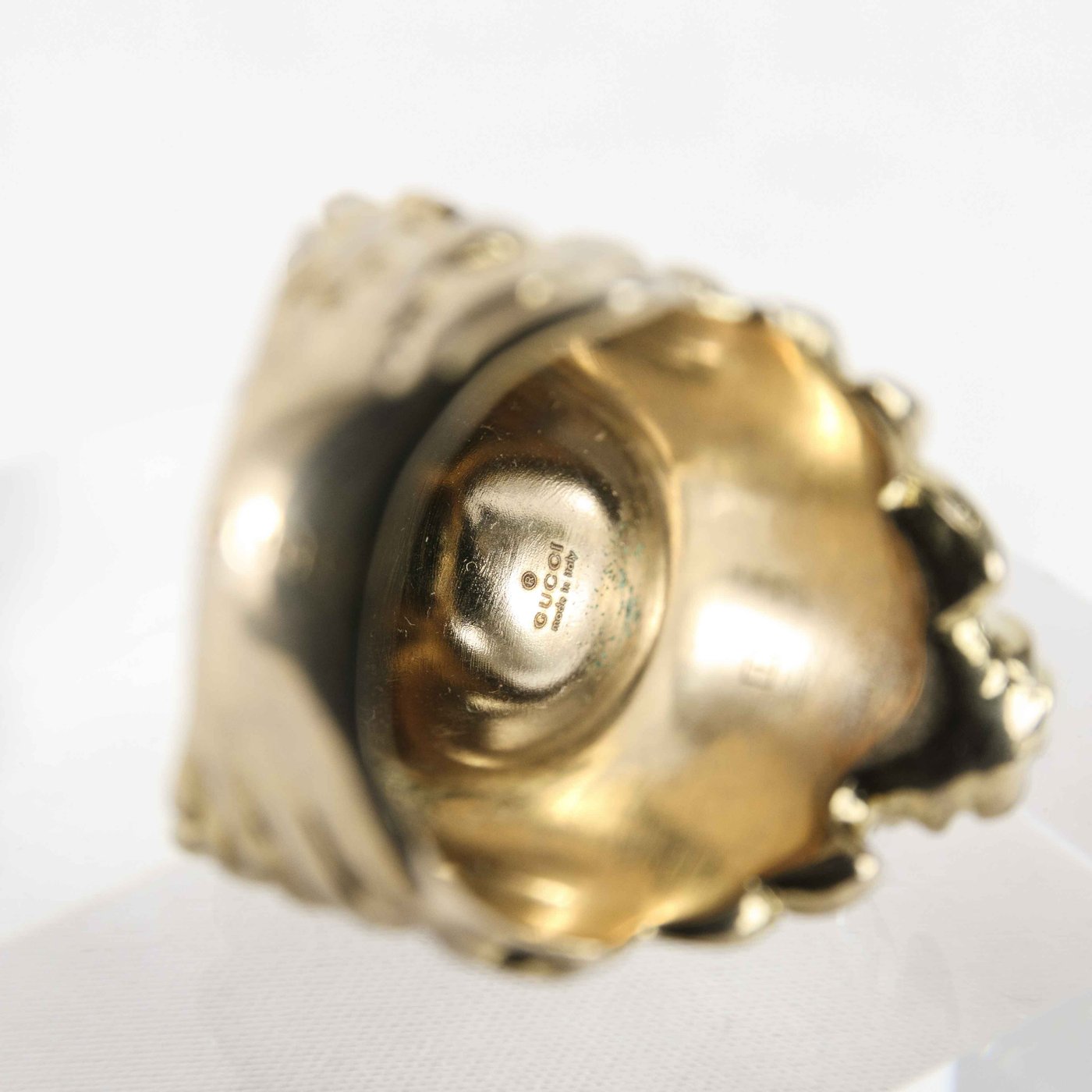 Gucci Lion Head Ring with Clear Crystal