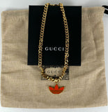 Authentic Gucci x Adidas Trefoil Golmet chain Necklace Orange