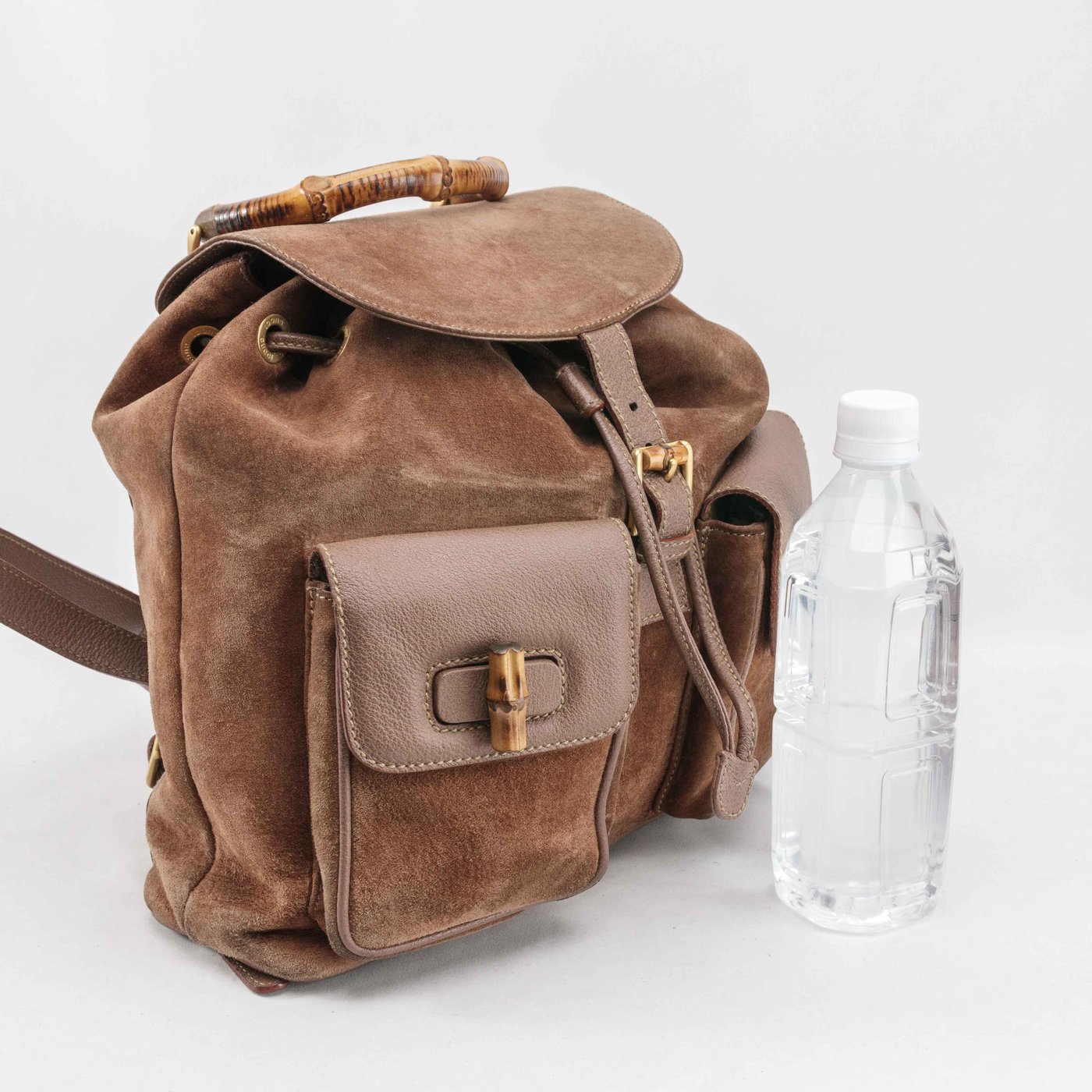 Gucci Suede Bamboo Handle Backpack