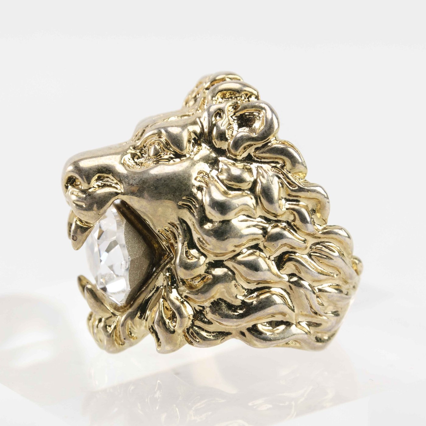Gucci Lion Head Ring with Clear Crystal