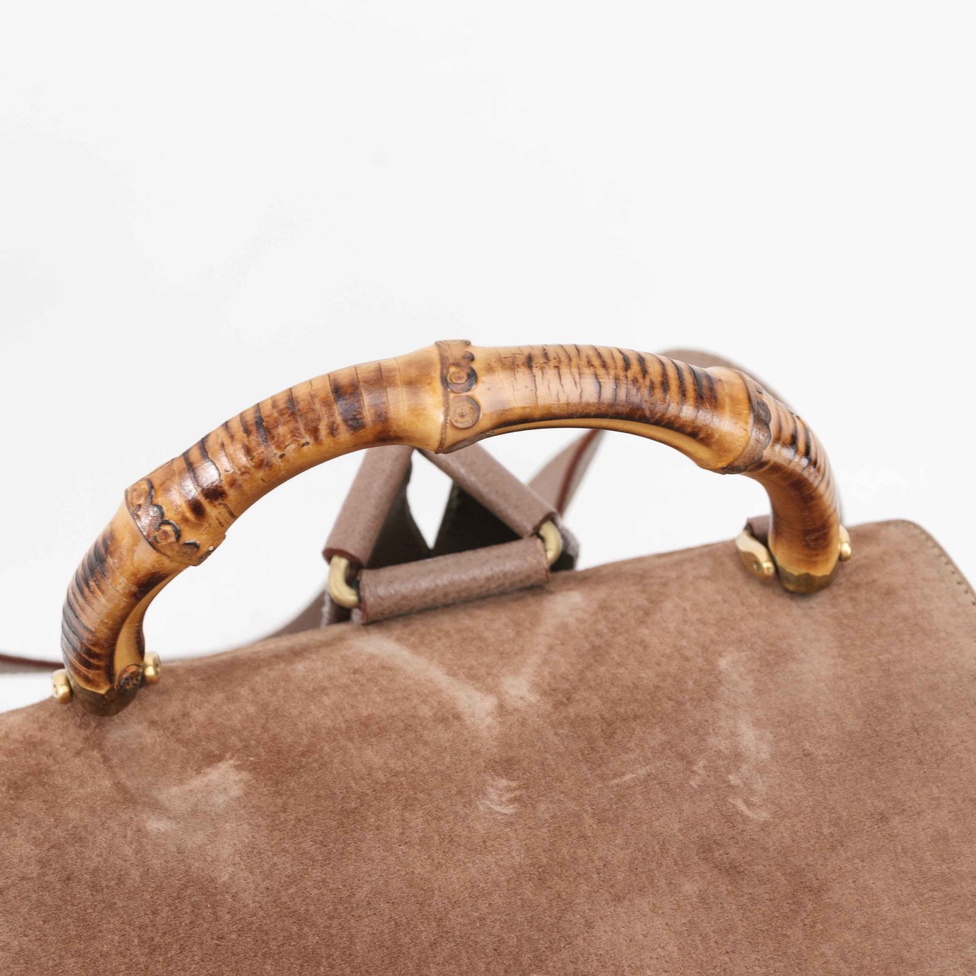 Gucci Suede Bamboo Handle Backpack