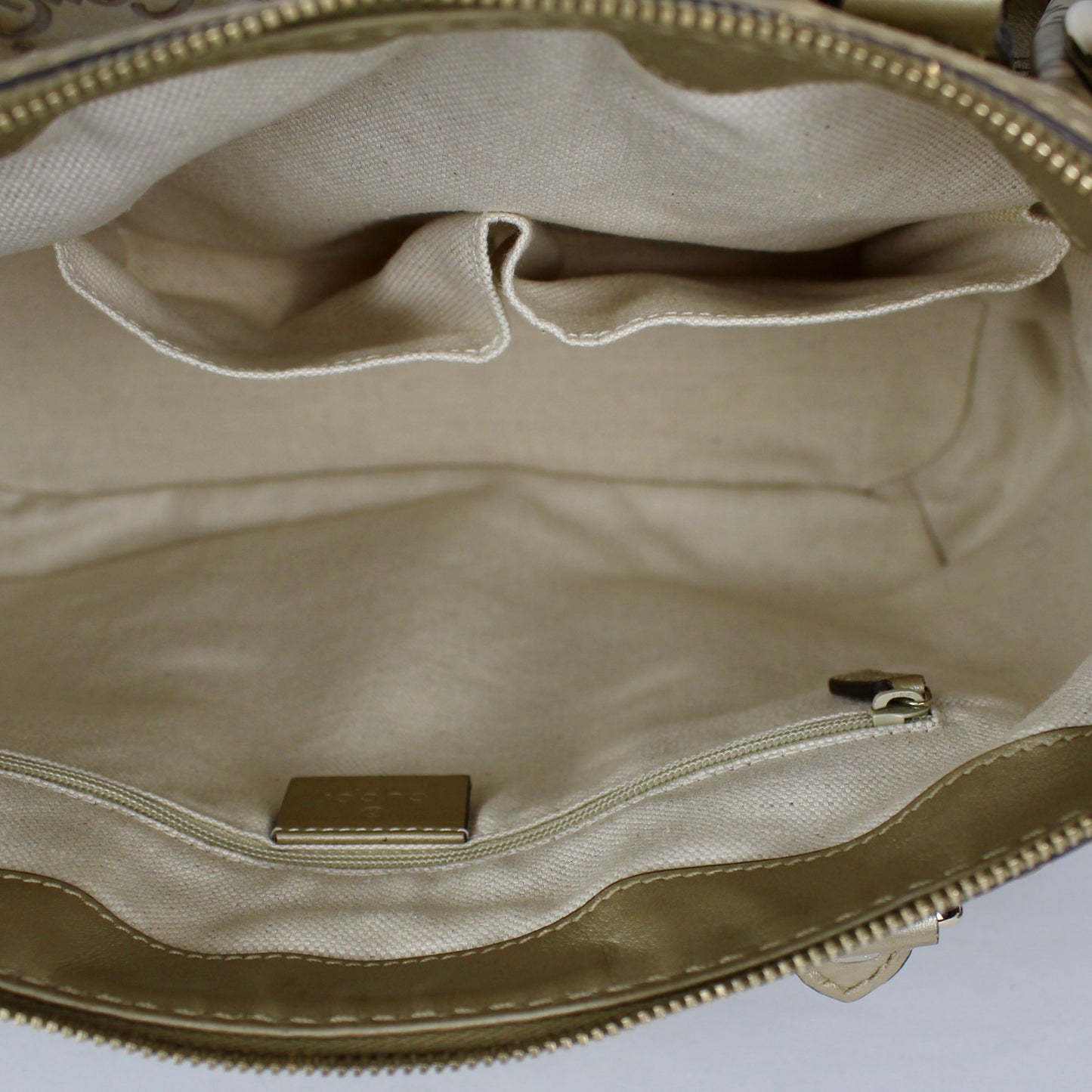 Gucci GG Monogram Gold Patent Leather Tote Bag with Shoulder Strap