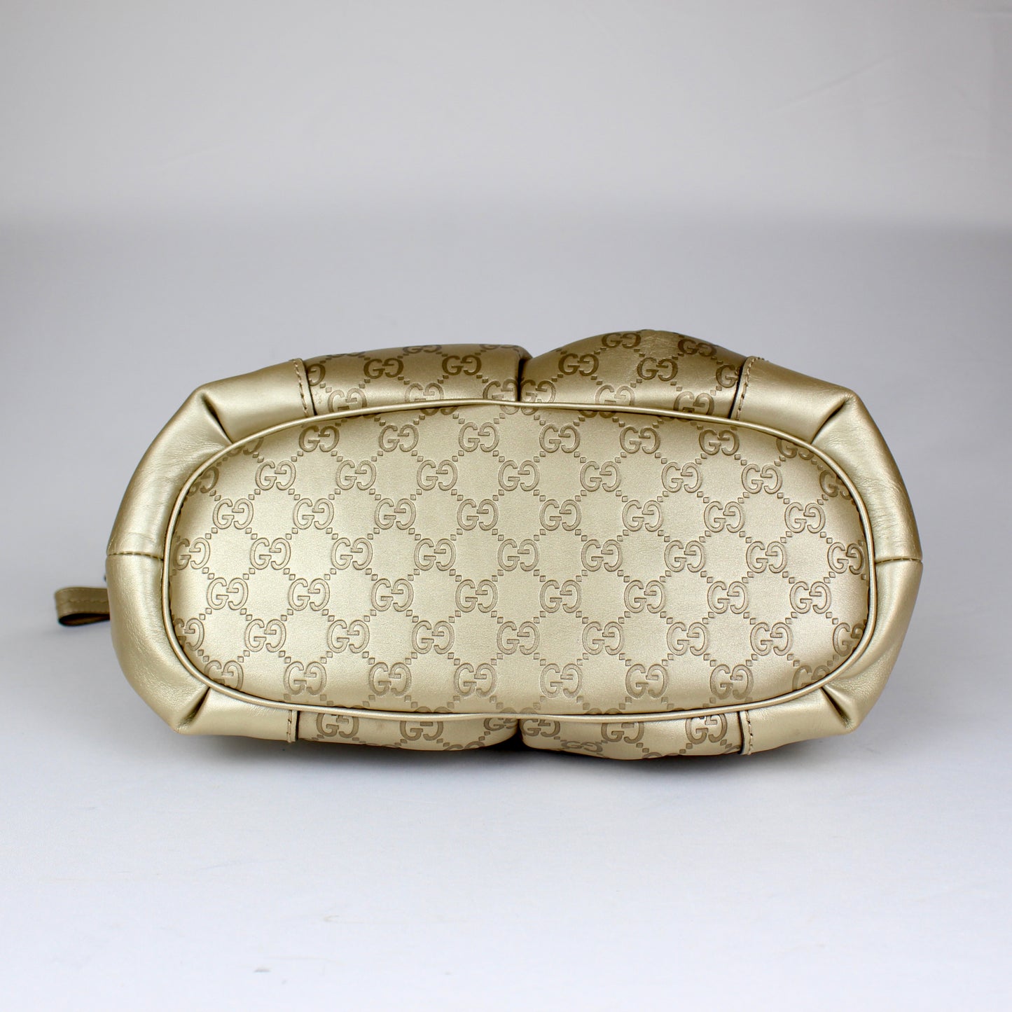 Gucci GG Monogram Gold Patent Leather Tote Bag with Shoulder Strap