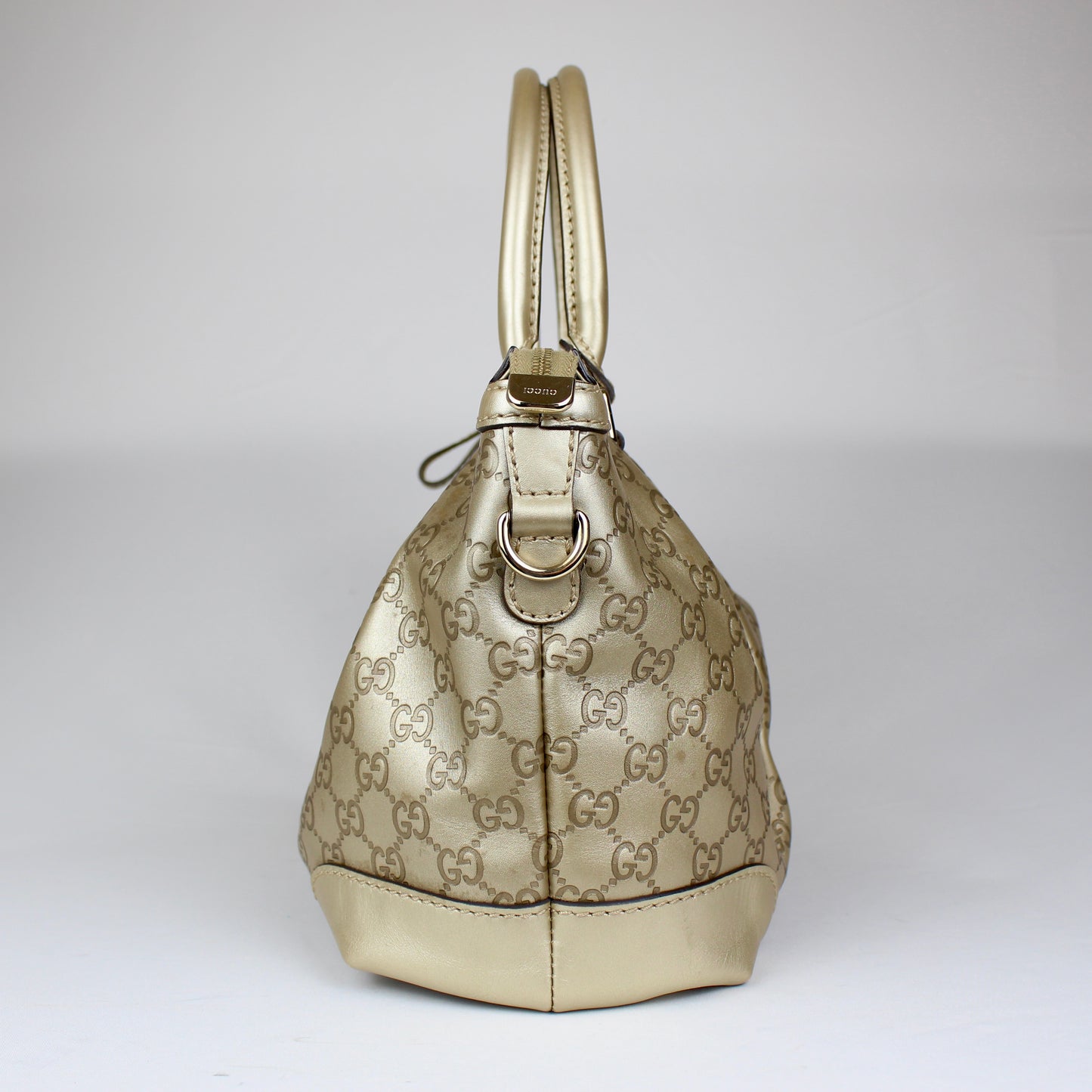 Gucci GG Monogram Gold Patent Leather Tote Bag with Shoulder Strap