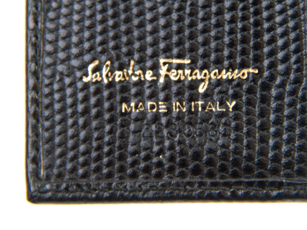 Authentic Salvatore Ferragamo Black leather Tri-fold wallet