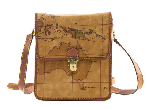 Authentic Alviero Martini classe world map brown large shopping bag