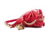 Thomas Wylde Red Leather gold skull and chain strap handbag purse