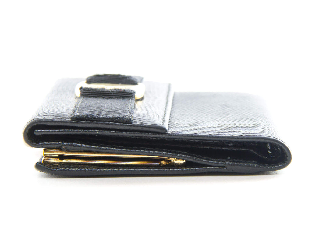 Authentic Salvatore Ferragamo Black leather Tri-fold wallet