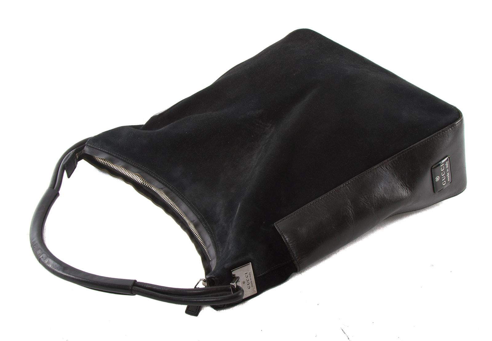 Authentic Gucci Black suede leather shoulder bag - Connect Japan Luxury - 1