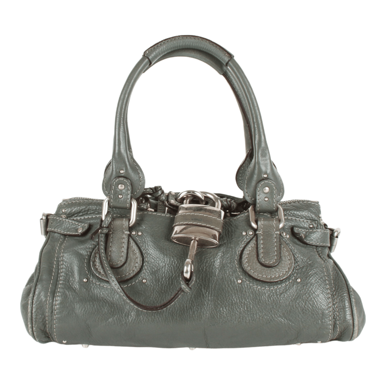 Authentic Chloe grey leather Paddington Satchel Shoulder/Hand bag