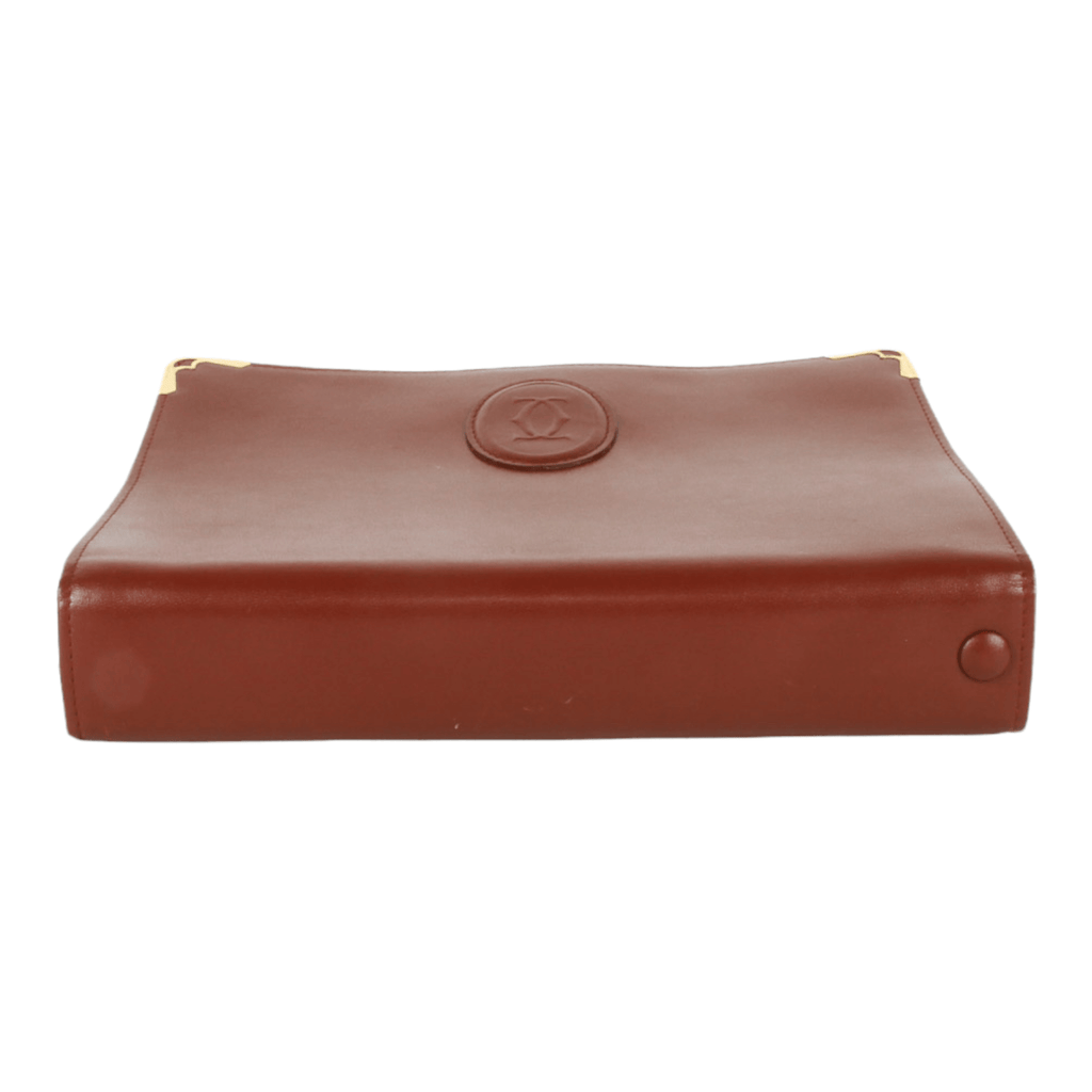 Authentic Must De Cartier Bordeaux leather clutch purse