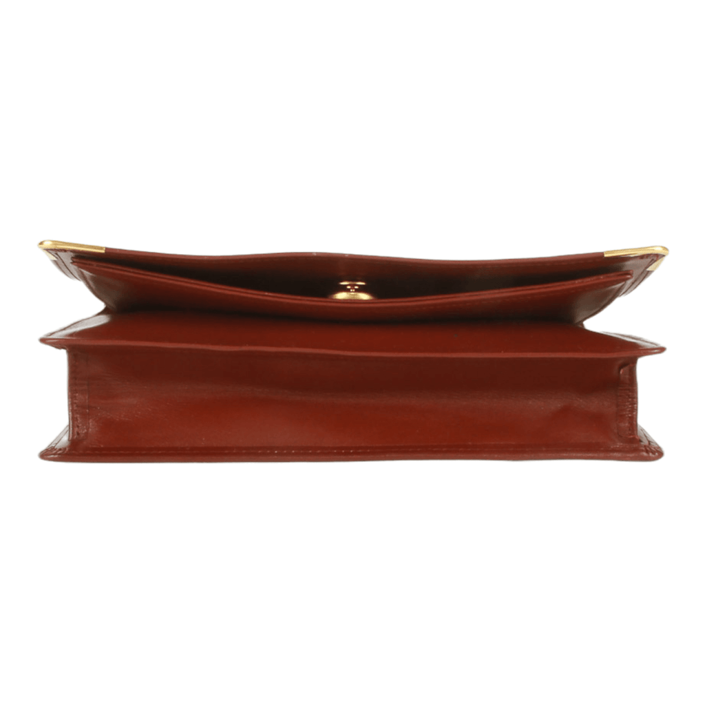 Authentic Must De Cartier Bordeaux leather clutch purse