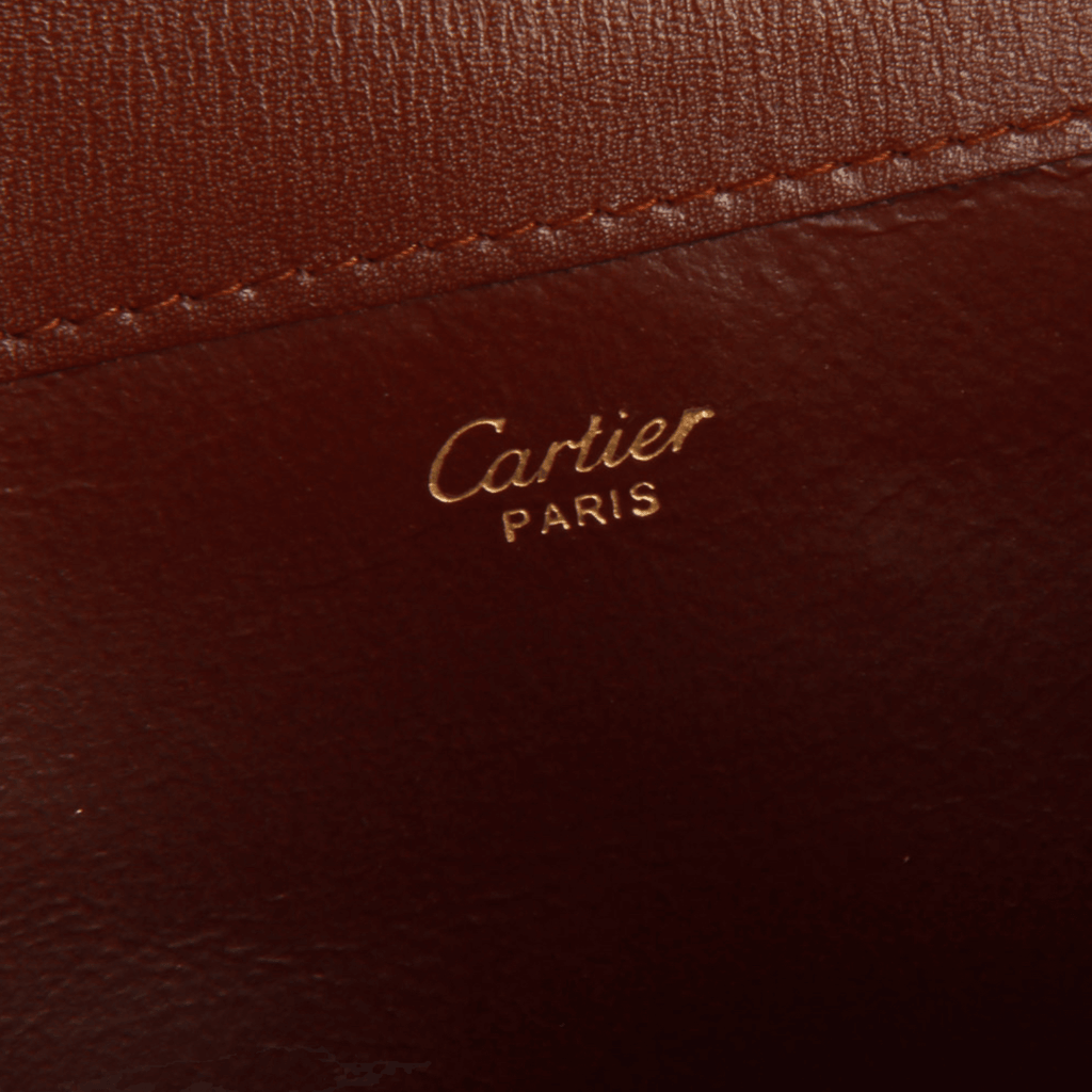 Authentic Must De Cartier Bordeaux leather clutch purse