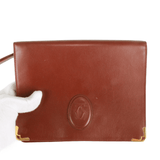 Authentic Must De Cartier Bordeaux leather clutch purse