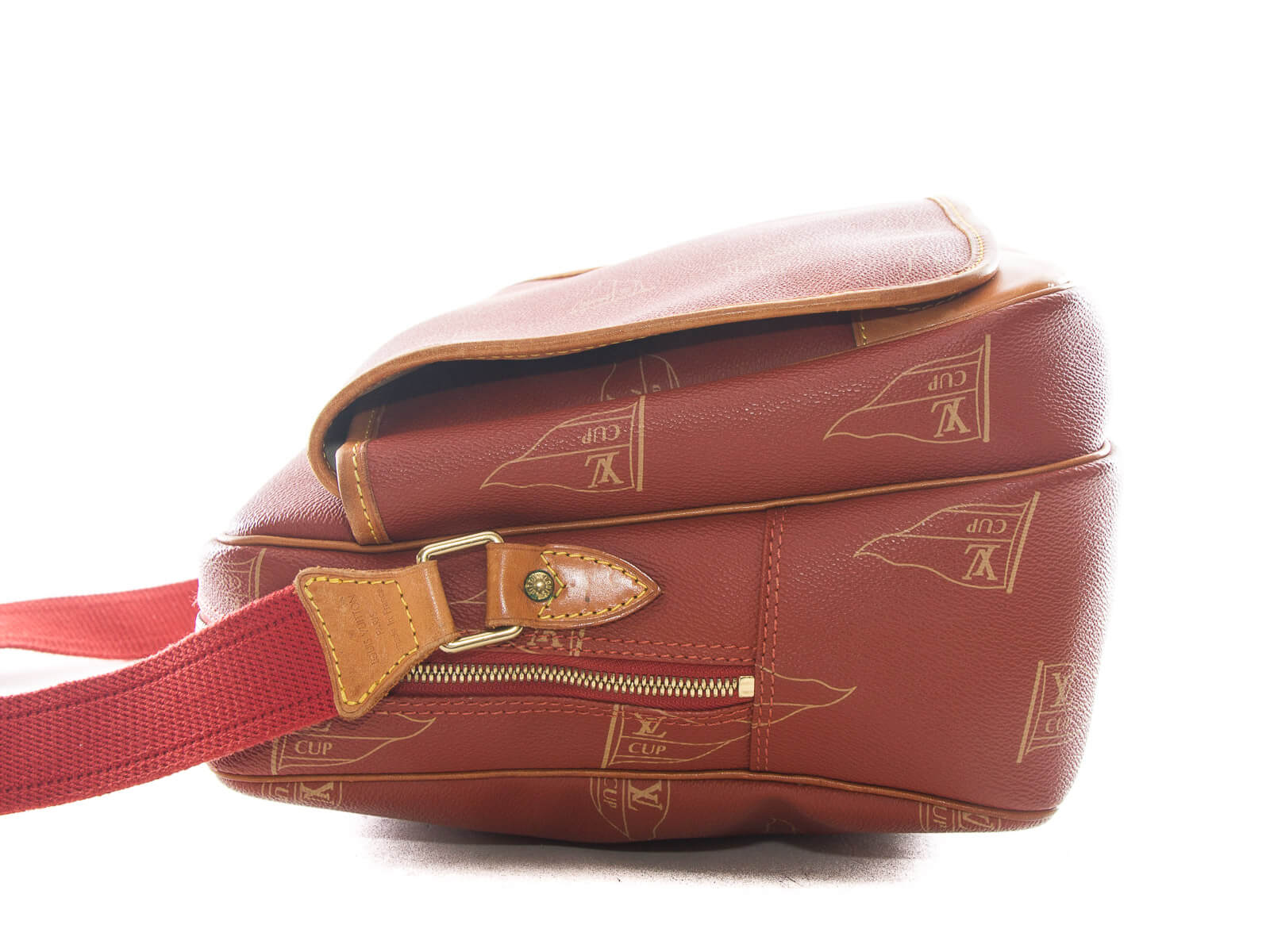 Louis Vuitton Americas Cup Calvi Messenger Bag Red Leather Plastic