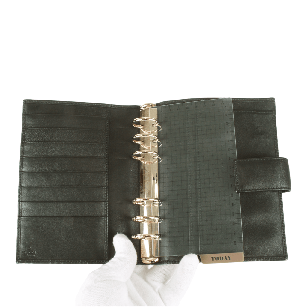 Authentic Gucci Black Leather Agenda Notebook