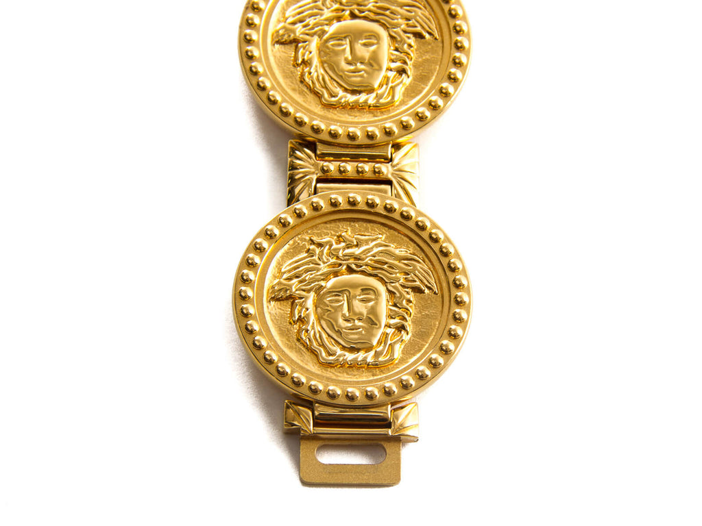 Authentic Gianni Versace Signature Medusa Gold Plated Coin Watch