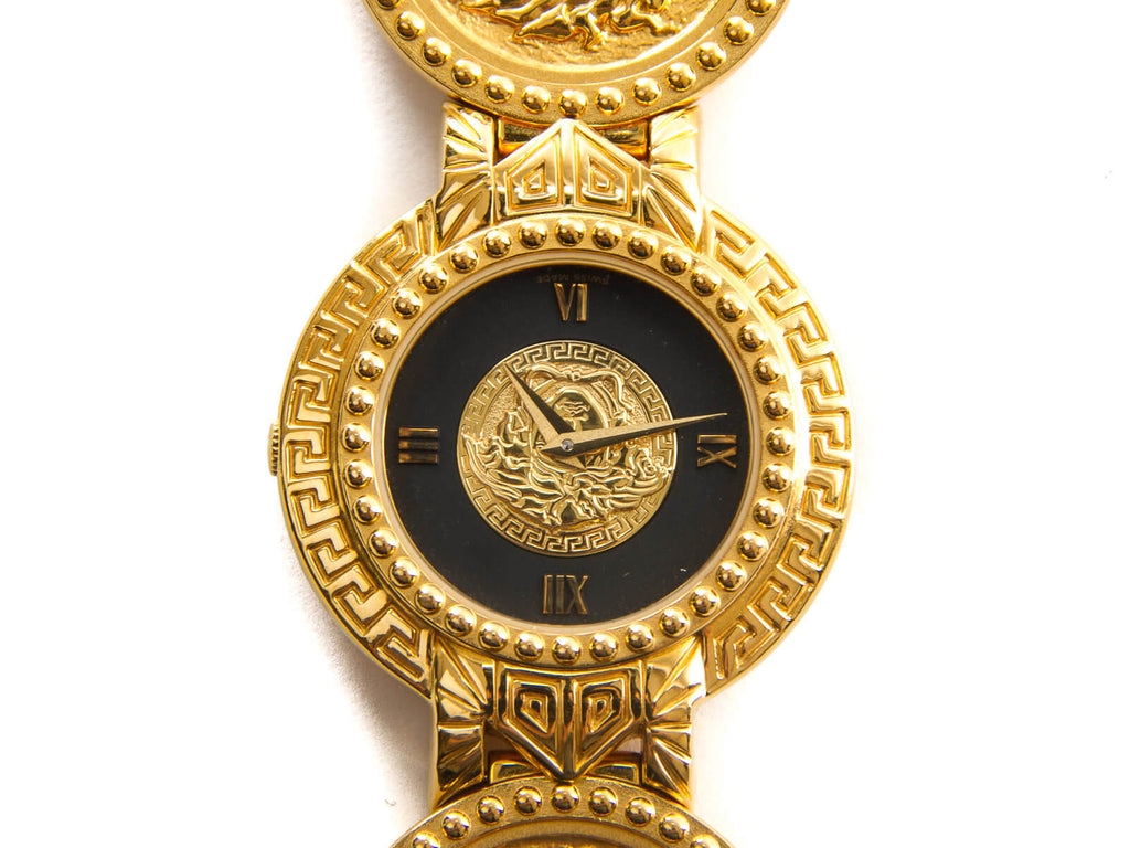 Authentic Gianni Versace Signature Medusa Gold Plated Coin Watch