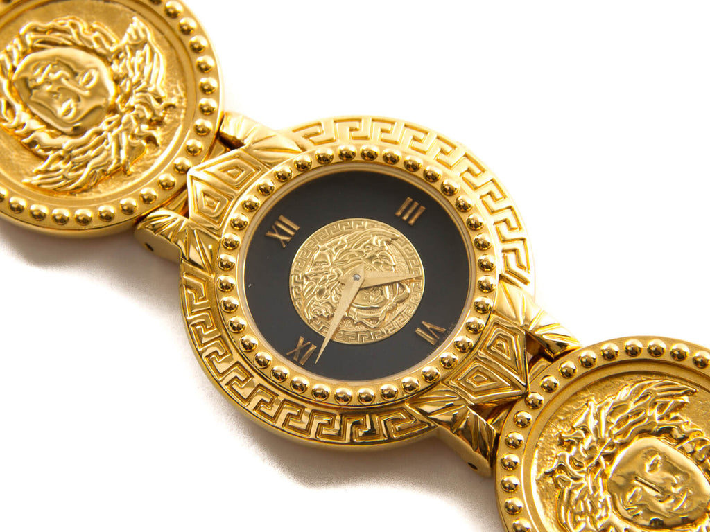 Authentic Gianni Versace Signature Medusa Gold Plated Coin Watch