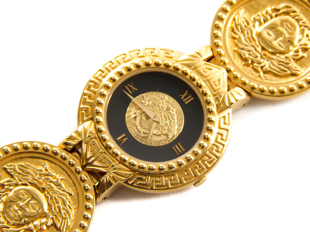 Authentic Gianni Versace Signature Medusa Gold Plated Coin Watch