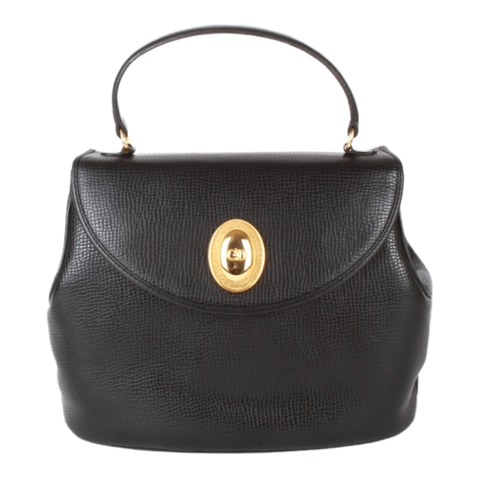Authentic Christian Dior Black Top Handle Leather Vintage 2 way purse