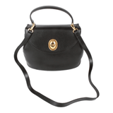 Authentic Christian Dior Black Top Handle Leather Vintage 2 way purse
