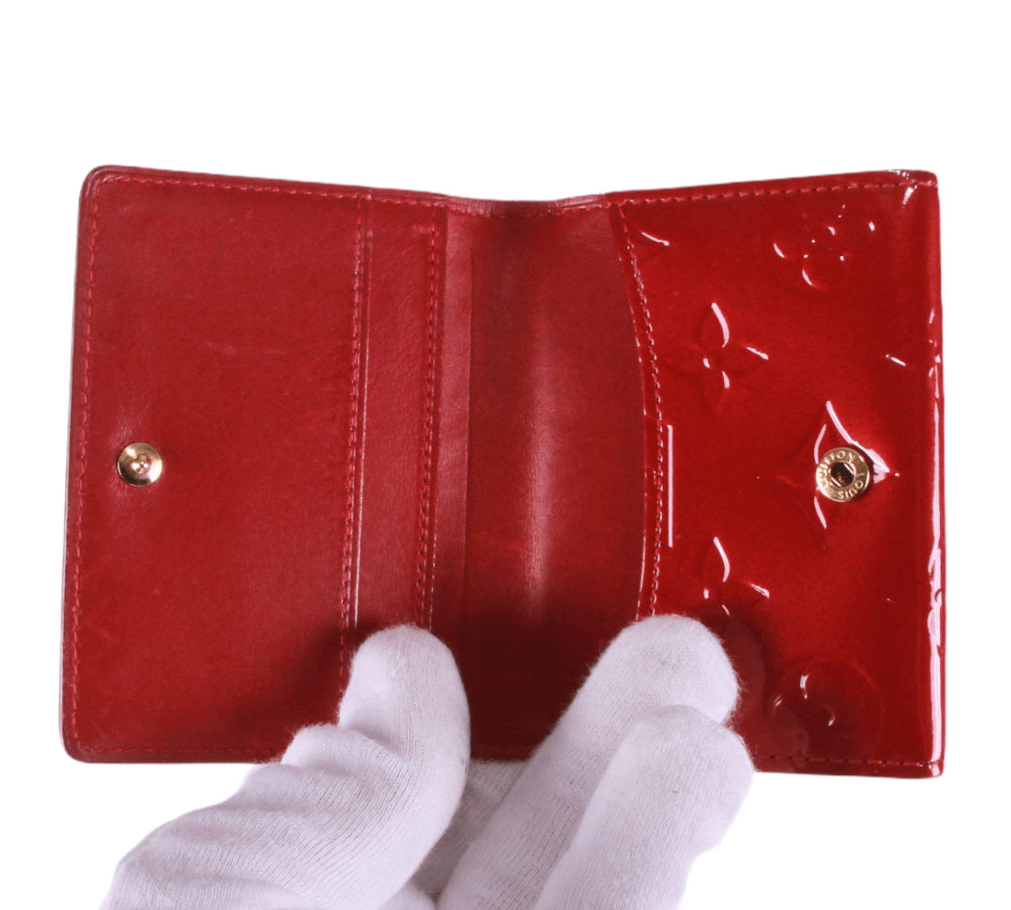 LOUIS VUITTON Monogram Vernis Ludlow Coin Purse Wallet 3Set Red Beige Auth  jk560