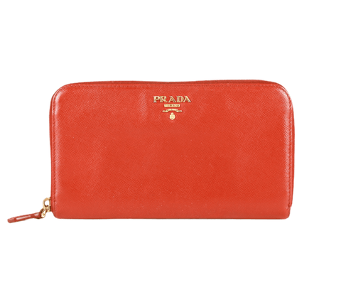 Authentic Prada Tessuto Red Quilted Nylon Leather wallet