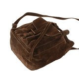 Authentic Prada brown suede crossbody bucket style bag