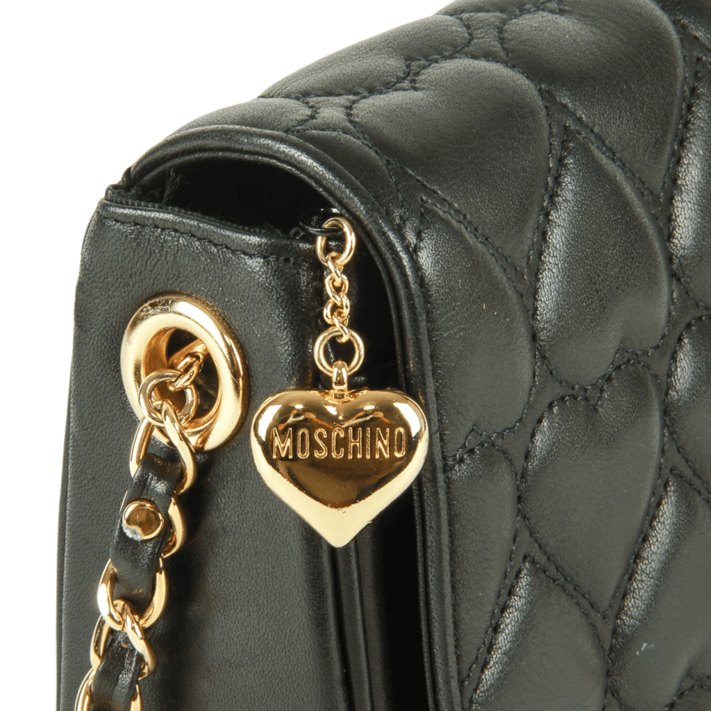 Vintage Moschino heart shape quilted lambskin Gold chain strap purse