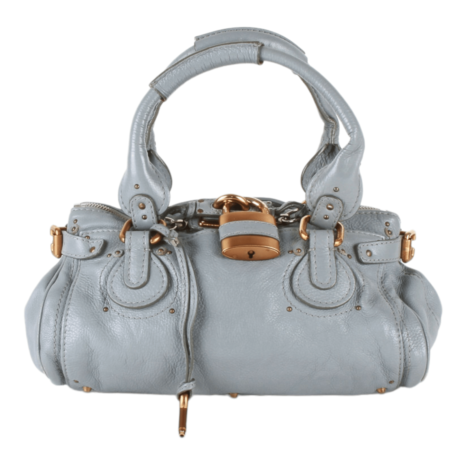 Authentic Chloe light blue leather Paddington Satchel Shoulder/Hand bag