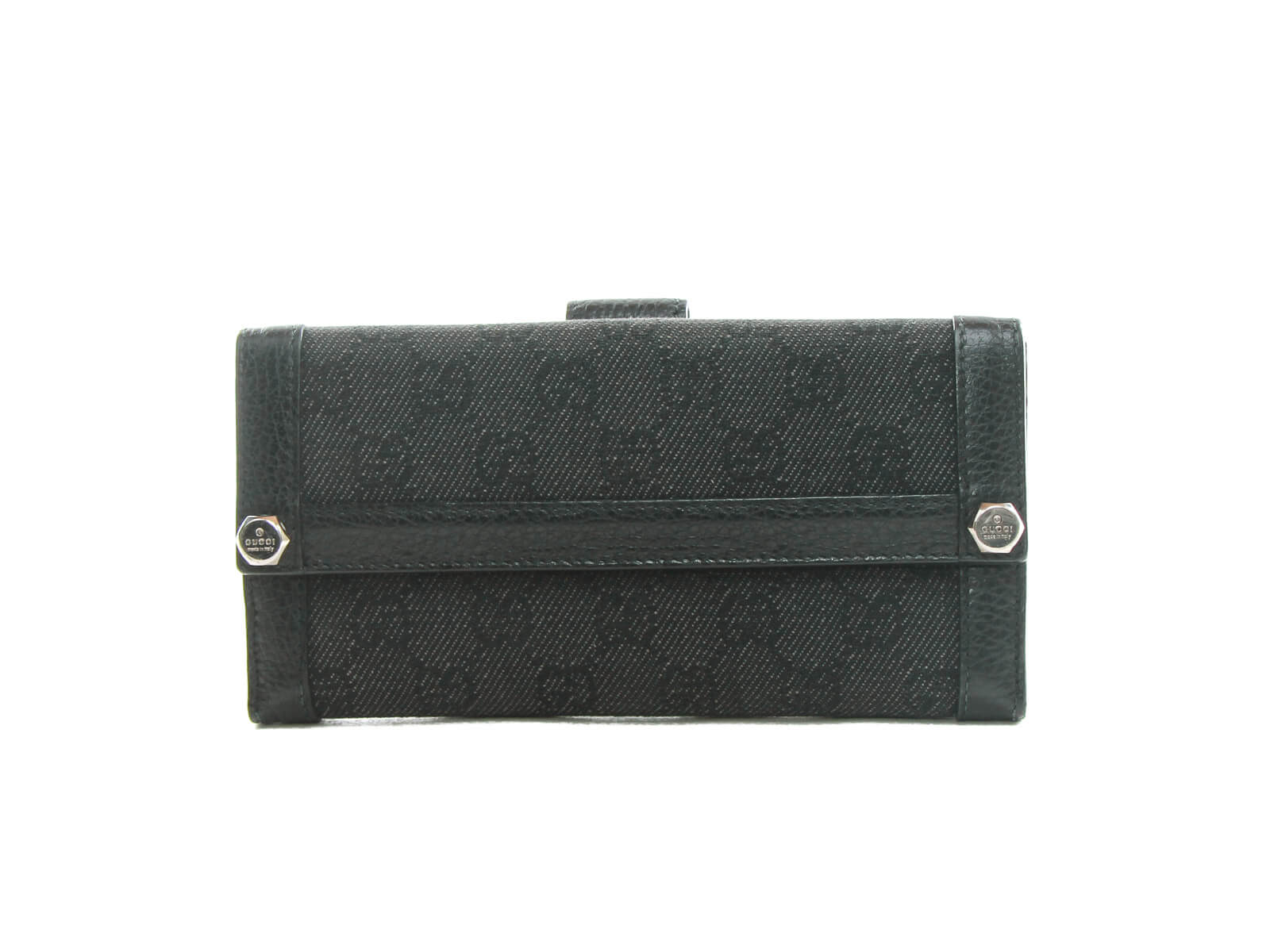 Authentic black monogram denim leather long wallet | Connect Japan