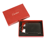 Authentic Cartier Must De black snake leather mini key ring photo holder