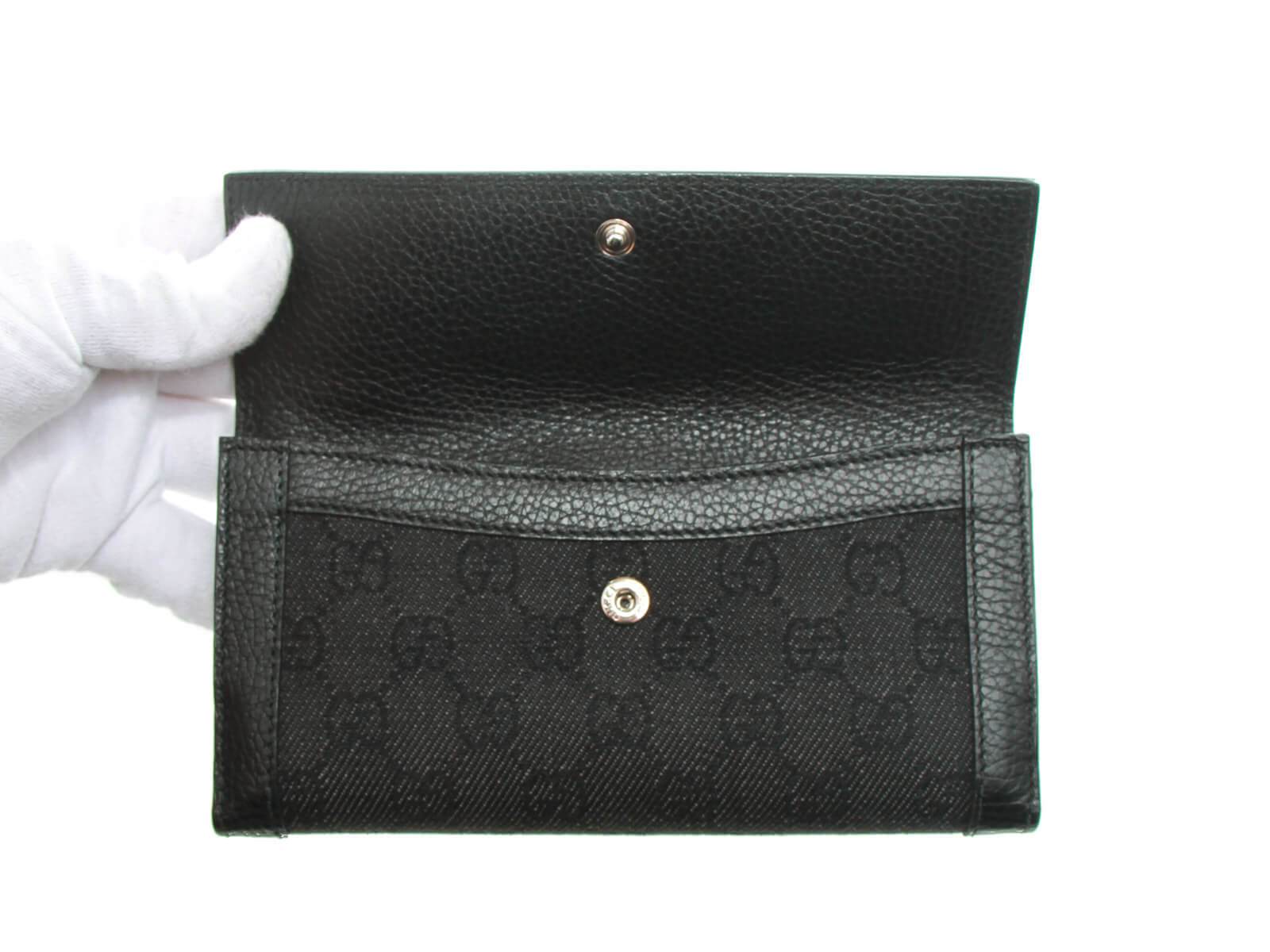 Gucci GG Guccissima Long Leather Wallet in Black