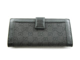 Authentic Gucci black monogram denim & leather long wallet