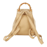 Authentic Gucci Vintage Beige Leather & Bamboo Mini Backpack