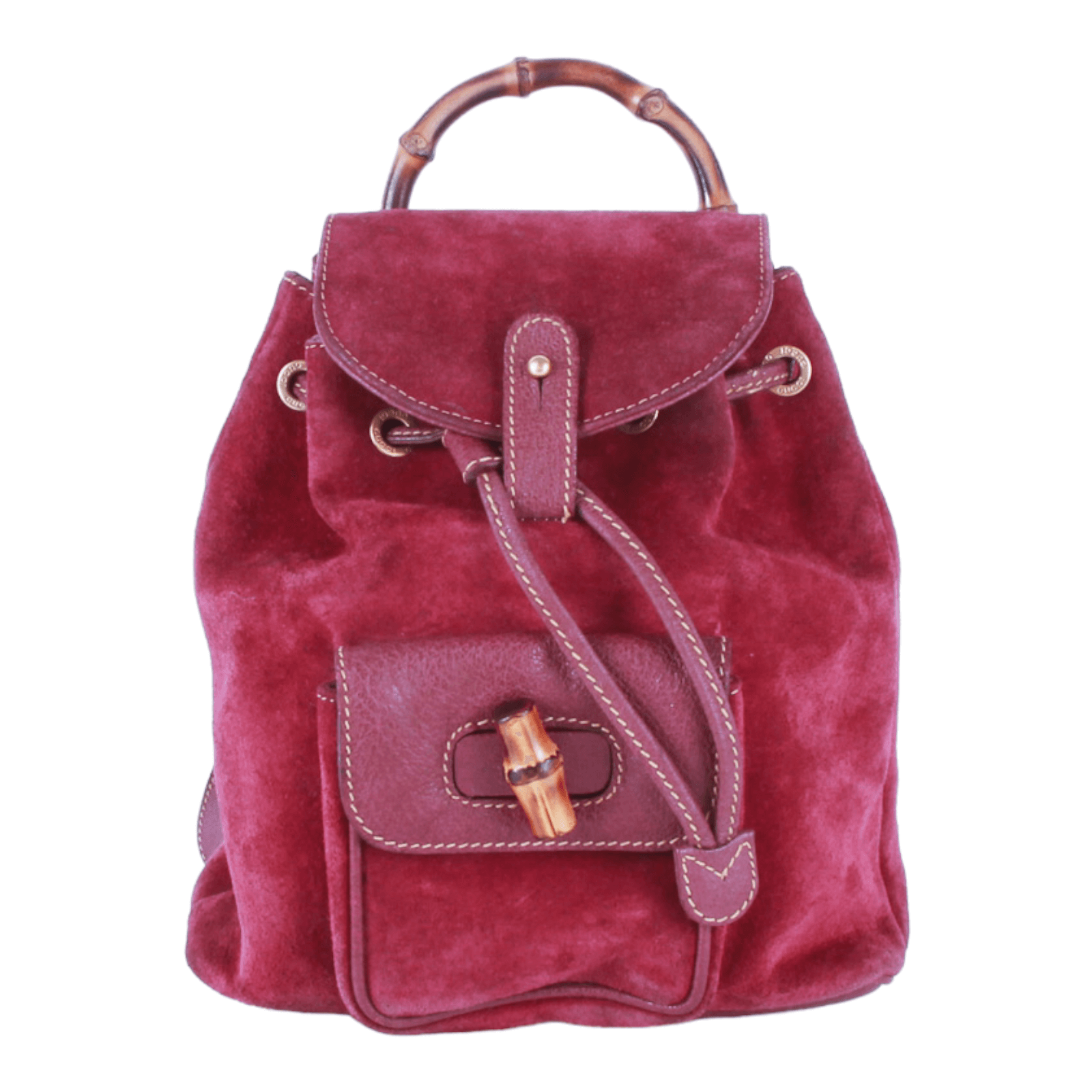 Authentic Gucci Vintage purple suede leather & bamboo mini Backpack